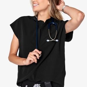 Figs Rafaela Scrub Top XS Extra Small Black
